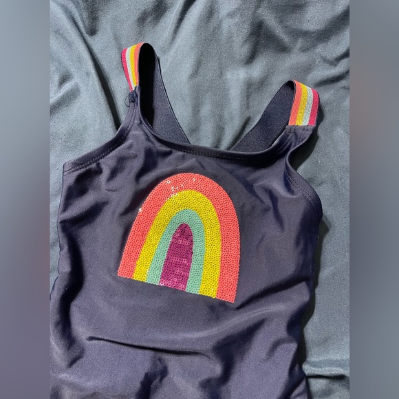 Little Girls Rainbow One Piece Bathing Suit - Picture 2 of 3